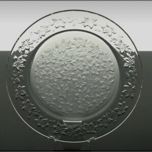 Princess House Fantasia 13” Platter 509 Clear Glass Plate Holidays Poinsettia